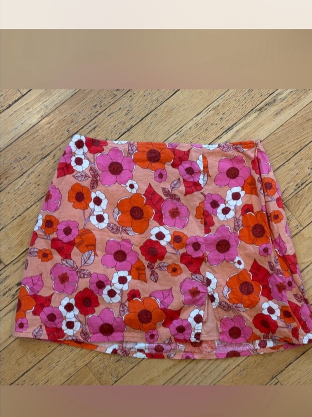 Urban Outfitters Pink & Orange Floral Mini Skirt
